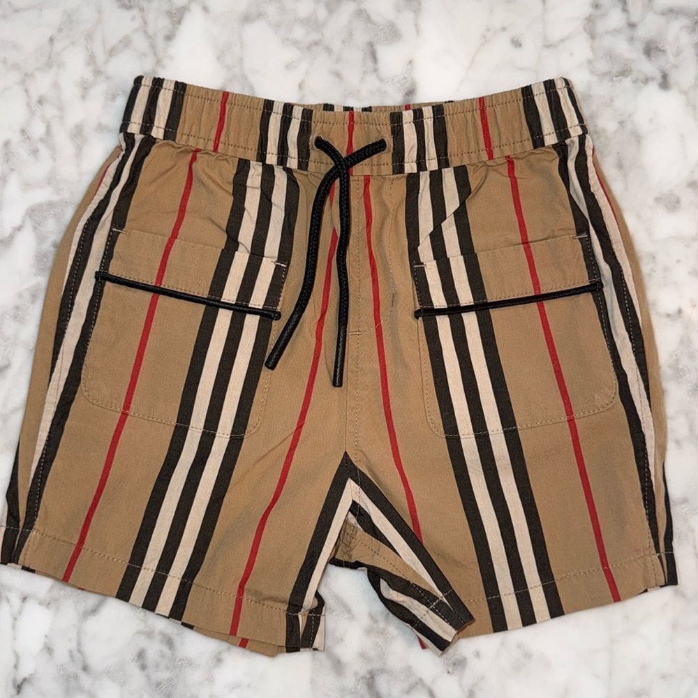 Burberry Tan and Red Striped Shorts 18M
